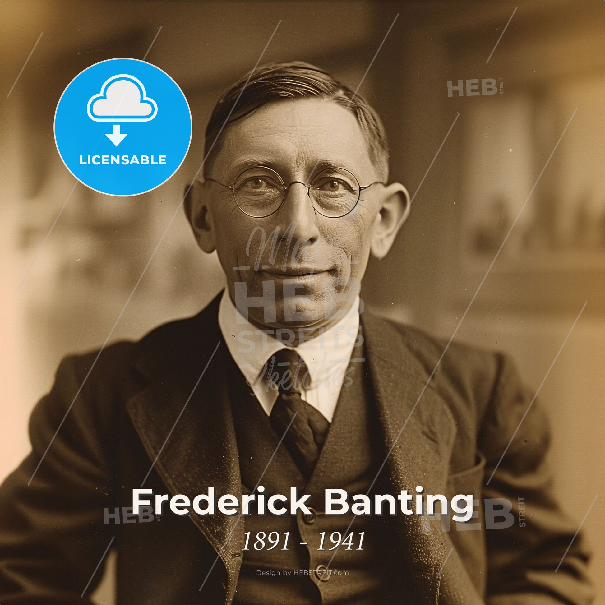 Frederick Banting, 1891 - 1941, Canadian medical scientist - A Man In A Suit And Tie Print Template