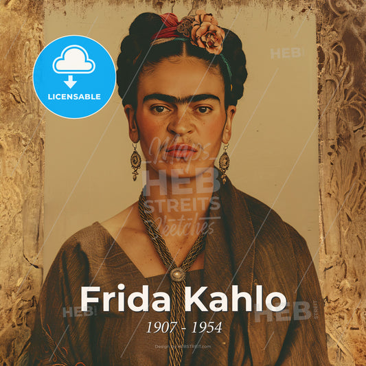 Frida Kahlo, 1907 - 1954, Mexican painter - A Woman With A Frida Kahlo Print Template