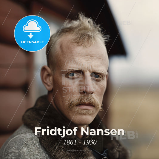 Fridtjof Nansen, 1861 - 1930, Norwegian explorer - A Man With A Mustache And Fur Collar Print Template