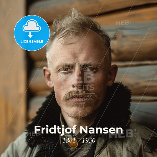 Fridtjof Nansen, 1861 - 1930, Norwegian explorer - A Man With A Mustache And A Fur Collar Print Template