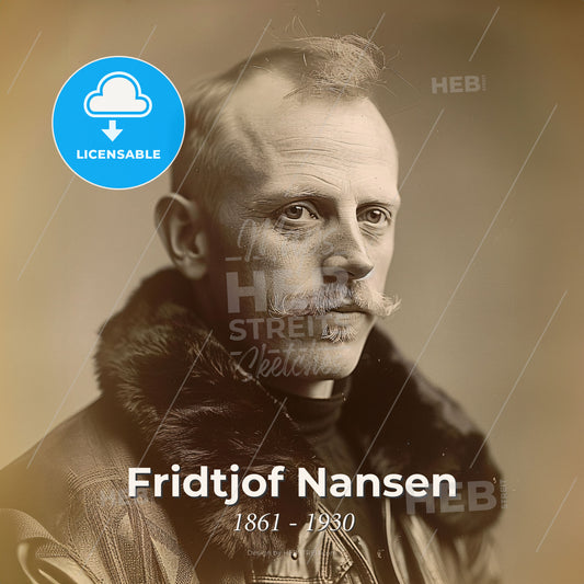 Fridtjof Nansen, 1861 - 1930, Norwegian explorer - A Man With A Mustache And Fur Collar Print Template