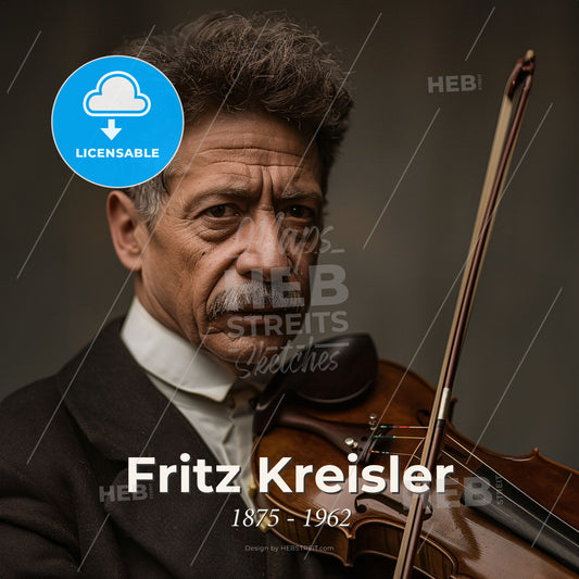 Fritz Kreisler, 1875 - 1962, Austrian violinist and composer - A Man Holding A Violin Print Template