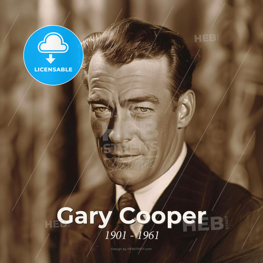 Gary Cooper, 1901 - 1961, American actor - A Man In A Suit Print Template