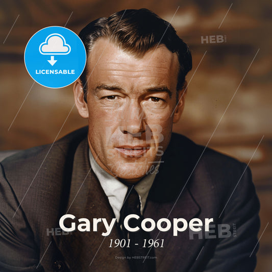 Gary Cooper, 1901 - 1961, American actor - A Man In A Suit Print Template