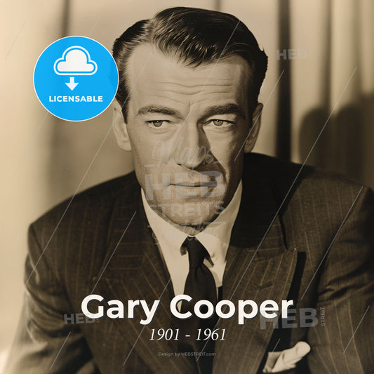 Gary Cooper, 1901 - 1961, American actor - A Man In A Suit Print Template