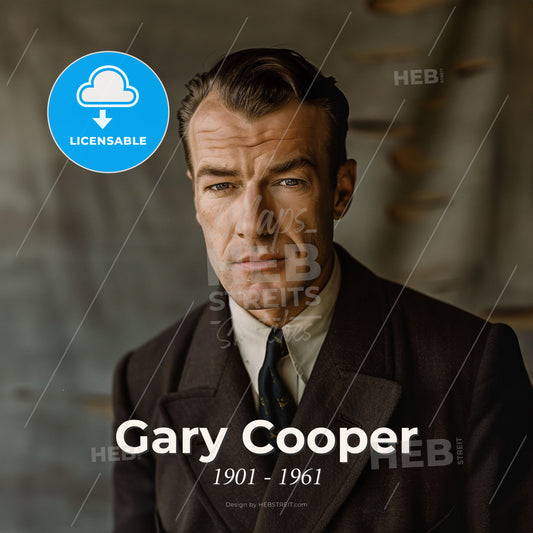 Gary Cooper, 1901 - 1961, American actor - A Man In A Suit Print Template