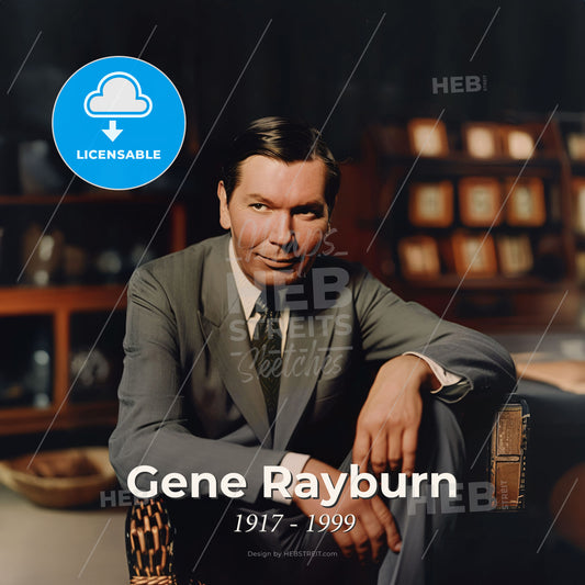 Gene Rayburn, 1917 - 1999, American TV show host - A Man In A Suit Sitting On A Chair Print Template