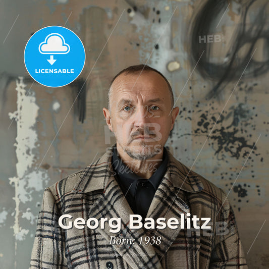 Georg Baselitz, Born: 1938, German painter - A Man In A Plaid Coat Print Template