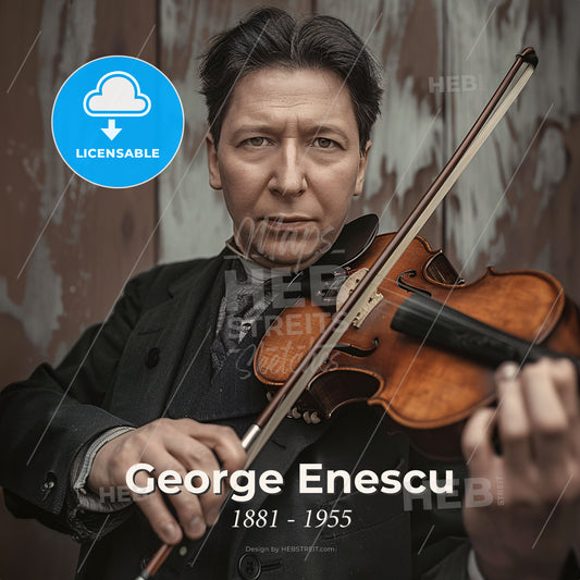 George Enescu, 1881 - 1955, Romanian composer and violinist - A Man Holding A Violin Print Template
