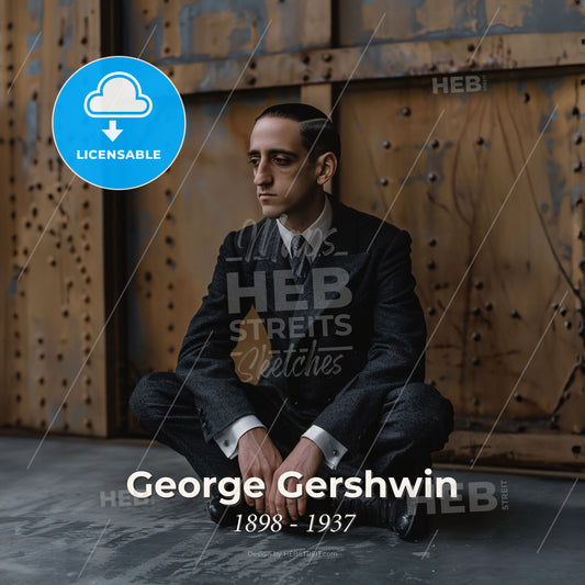George Gershwin, 1898 - 1937, American composer - A Man In A Suit Sitting On The Floor Print Template