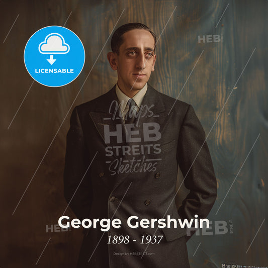 George Gershwin, 1898 - 1937, American composer - A Man In A Suit Print Template