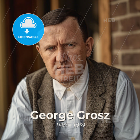 George Grosz, 1893 - 1959, German artist - A Man In A Vest Print Template