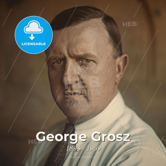 George Grosz, 1893 - 1959, German artist - A Man In A White Shirt And Tie Print Template