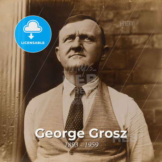 George Grosz, 1893 - 1959, German artist - A Man In A Vest And Tie Print Template