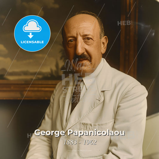 George Papanicolaou, 1883 - 1962, Greek-American pathologist - A Man In A White Coat Print Template