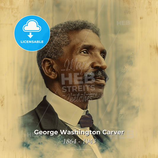 George Washington Carver, 1864 - 1943, American agricultural scientist and inventor - A Man With A Mustache And A Bow Tie Print Template