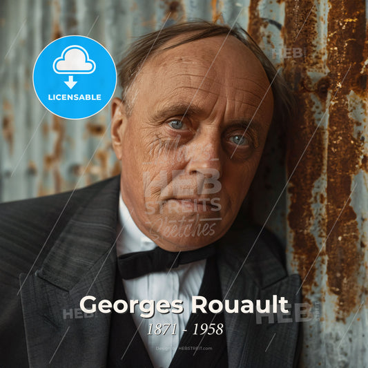 Georges Rouault, 1871 - 1958, French painter - A Man In A Suit Leaning Against A Rusty Wall Print Template