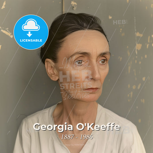 Georgia O'Keeffe, 1887 - 1986, American modernist painter - A Woman In A White Shirt Print Template