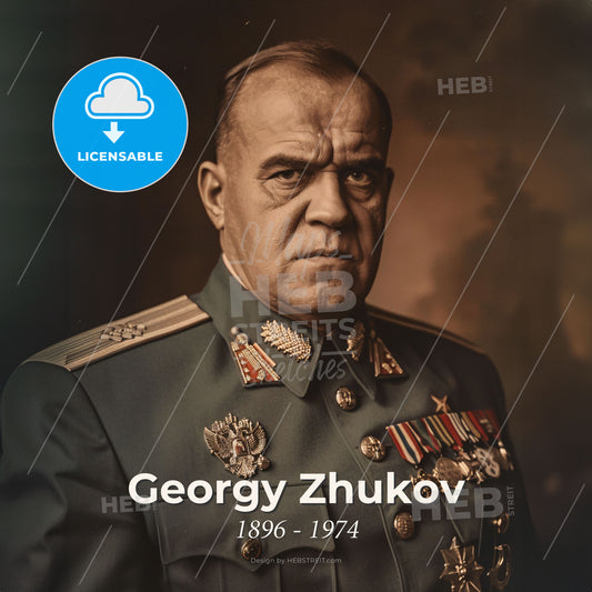 Georgy Zhukov, 1896 - 1974, Soviet Marshal - A Man In Military Uniform With Medals Print Template