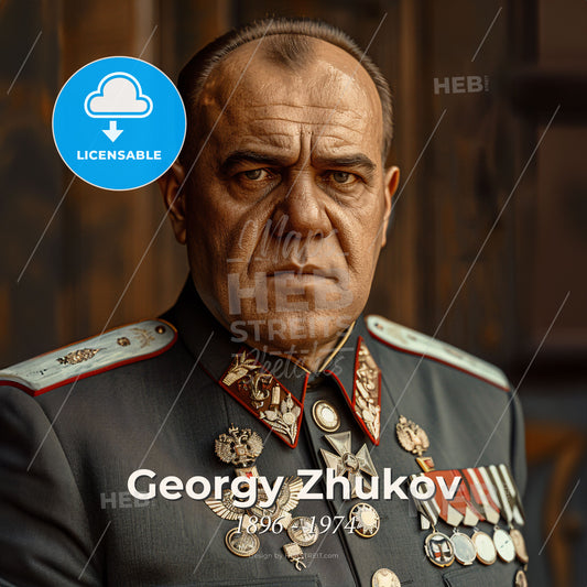 Georgy Zhukov, 1896 - 1974, Soviet Marshal - A Man In Military Uniform With Medals Print Template