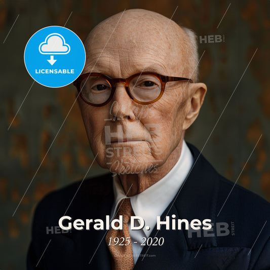 Gerald D. Hines, 1925 - 2020, American real estate developer - An Old Man In A Suit And Glasses Print Template