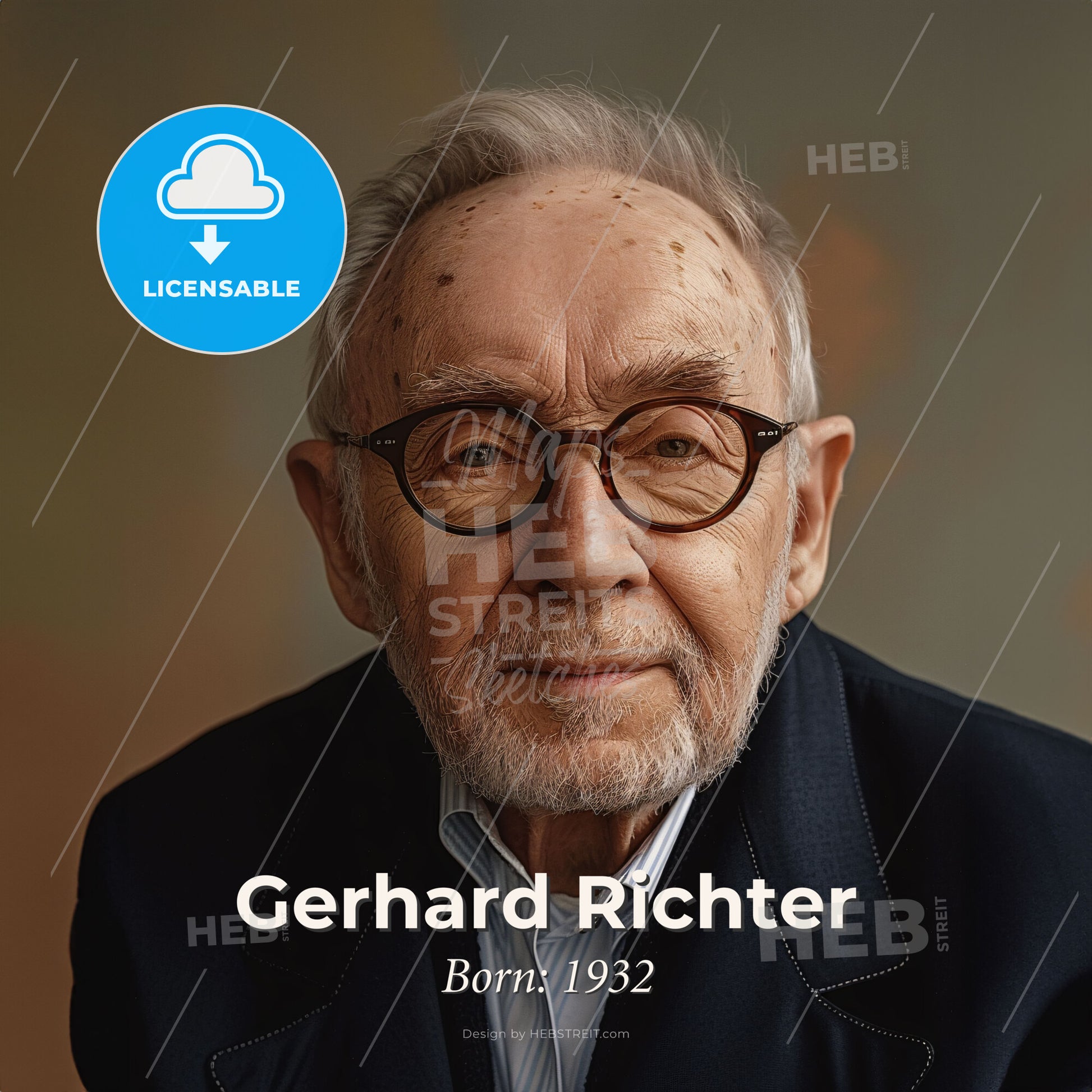 Gerhard Richter, Born: 1932, German painter - A Man With Glasses And A Beard Print Template