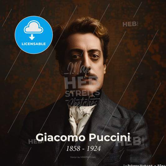 Giacomo Puccini, 1858 - 1924, Italian composer - A Man With A Mustache Print Template