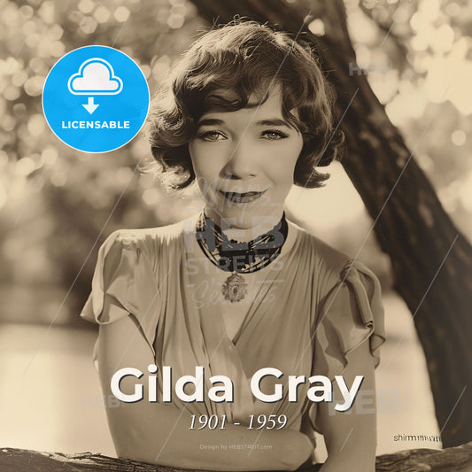 Gilda Gray, 1901 - 1959, Polish-American actress and dancer - A Woman Leaning Against A Tree Print Template