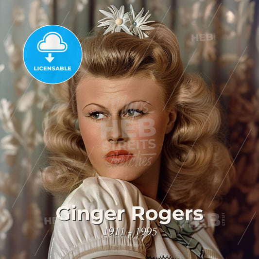 Ginger Rogers, 1911 - 1995, American actress and dancer - A Woman With A Flower In Her Hair Print Template