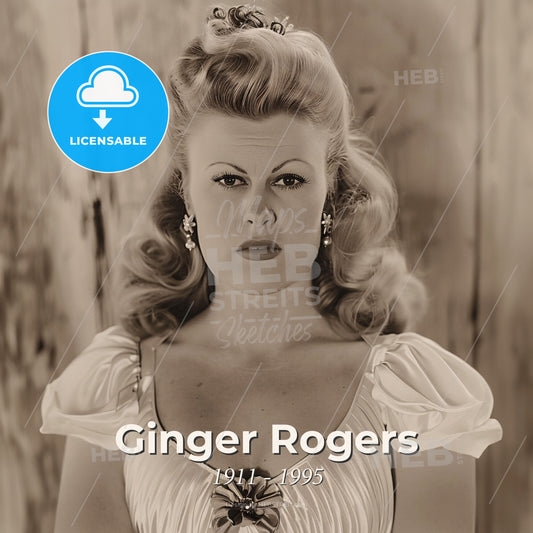 Ginger Rogers, 1911 - 1995, American actress and dancer - A Woman With Long Hair Wearing A White Dress Print Template