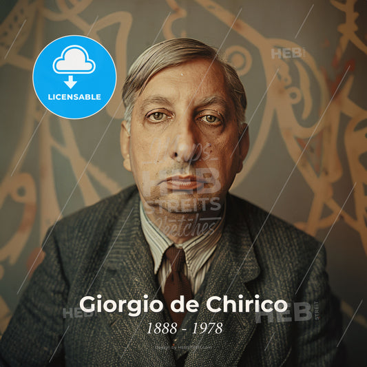 Giorgio de Chirico, 1888 - 1978, Italian surrealist painter - A Man In A Suit Print Template