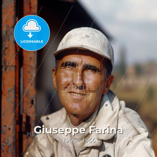 Giuseppe Farina, 1906 - 1966, Italian racing driver - A Man Wearing A White Hat And A White Jacket Print Template