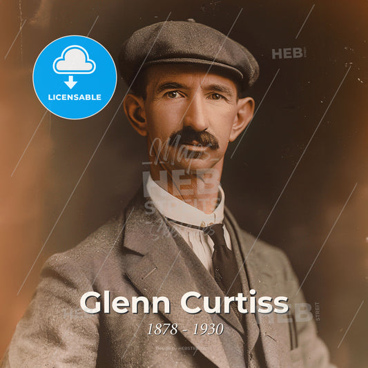 Glenn Curtiss, 1878 - 1930, American aviation pioneer - A Man With A Mustache Wearing A Hat And Suit Print Template