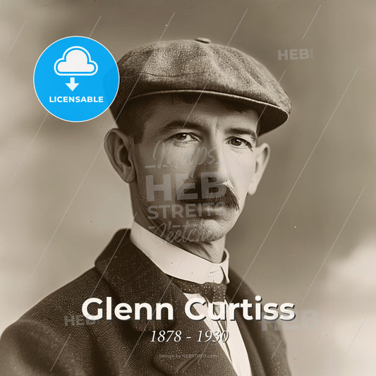 Glenn Curtiss, 1878 - 1930, American aviation pioneer - A Man With A Mustache Wearing A Hat Print Template
