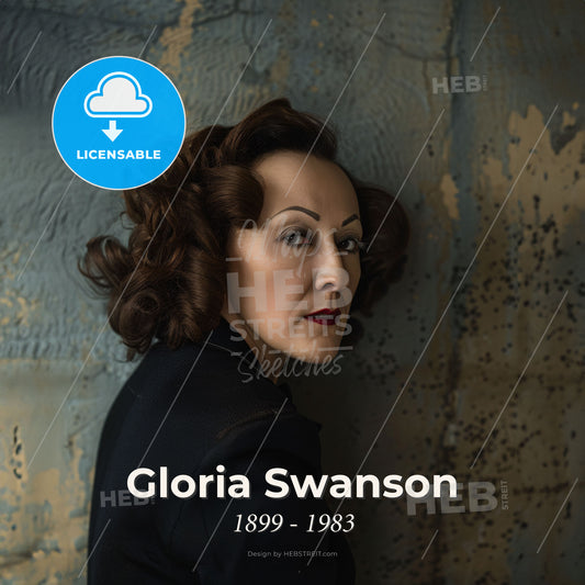 Gloria Swanson, 1899 - 1983, American actress - A Woman With Curly Hair Leaning Against A Wall Print Template