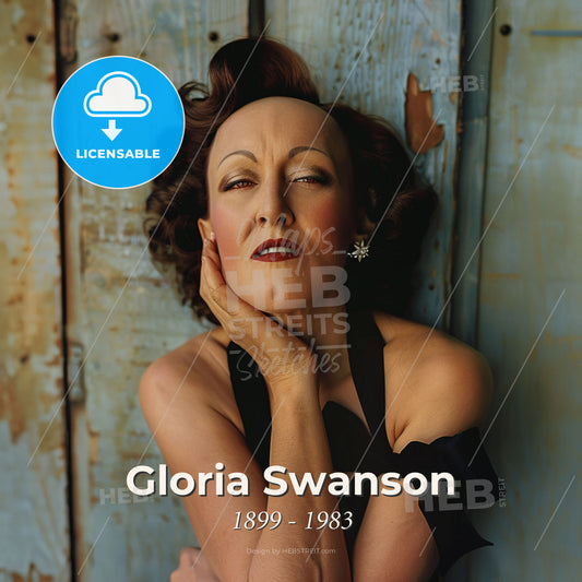 Gloria Swanson, 1899 - 1983, American actress - A Woman With Her Hand On Her Chin Print Template