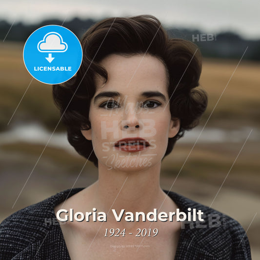 Gloria Vanderbilt, 1924 - 2019, American socialite and fashion designer - A Woman With Short Hair And Red Lipstick Print Template