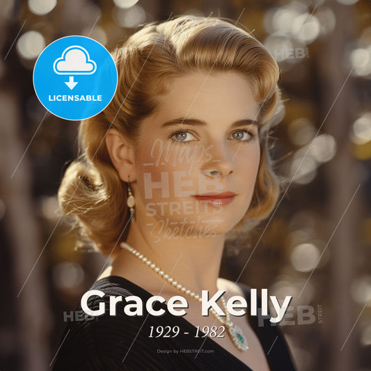 Grace Kelly, 1929 - 1982, American actress and Princess of Monaco - A Woman With Blonde Hair And A Pearl Necklace Print Template