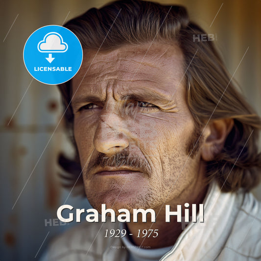 Graham Hill, 1929 - 1975, British racing driver - A Man With A Mustache Print Template