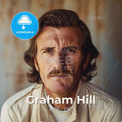 Graham Hill, 1929 - 1975, British racing driver - A Man With A Mustache Print Template