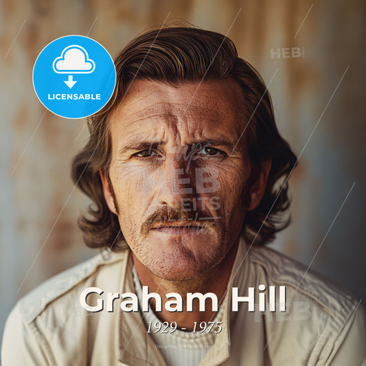 Graham Hill, 1929 - 1975, British racing driver - A Man With A Mustache Print Template