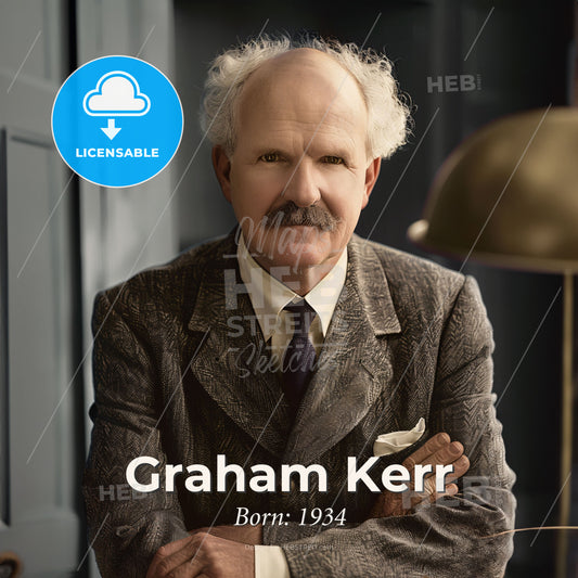 Graham Kerr, Born: 1934, British chef - A Man With A Mustache And A Mustache Wearing A Suit And Tie Print Template