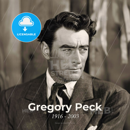Gregory Peck, 1916 - 2003, American actor - A Man In A Suit Print Template