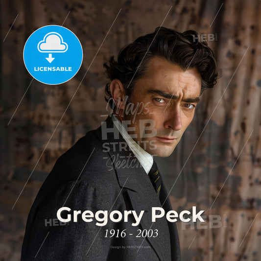 Gregory Peck, 1916 - 2003, American actor - A Man In A Suit Print Template