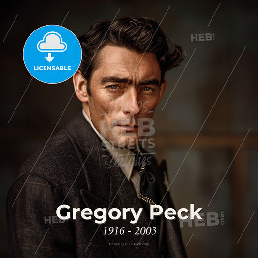 Gregory Peck, 1916 - 2003, American actor - A Man In A Suit Print Template