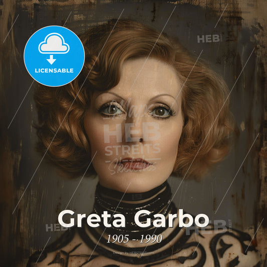 Greta Garbo, 1905 - 1990, Swedish-American actress - A Woman With Short Hair Wearing A Black Necklace Print Template