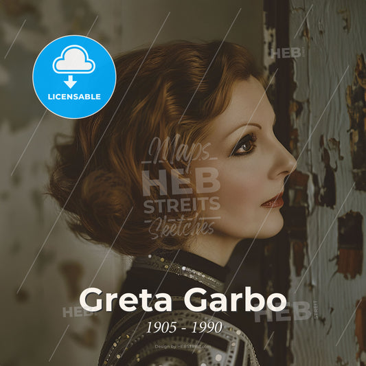 Greta Garbo, 1905 - 1990, Swedish-American actress - A Woman Looking Away From The Camera Print Template