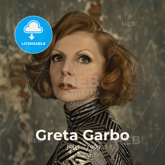 Greta Garbo, 1905 - 1990, Swedish-American actress - A Woman With Short Red Hair Print Template