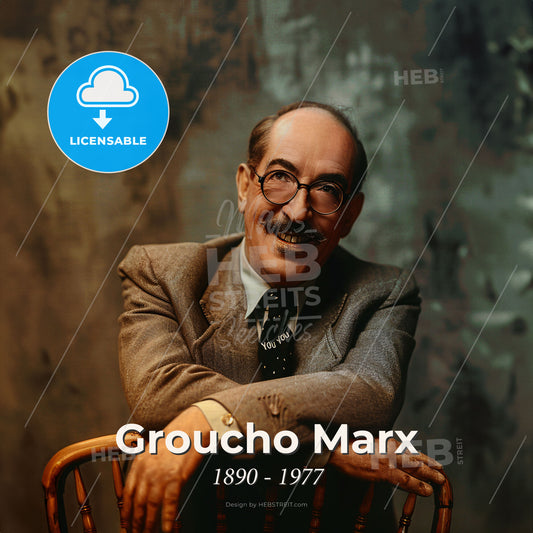 Groucho Marx, 1890 - 1977, American comedian and TV host - A Man In A Suit And Tie Print Template
