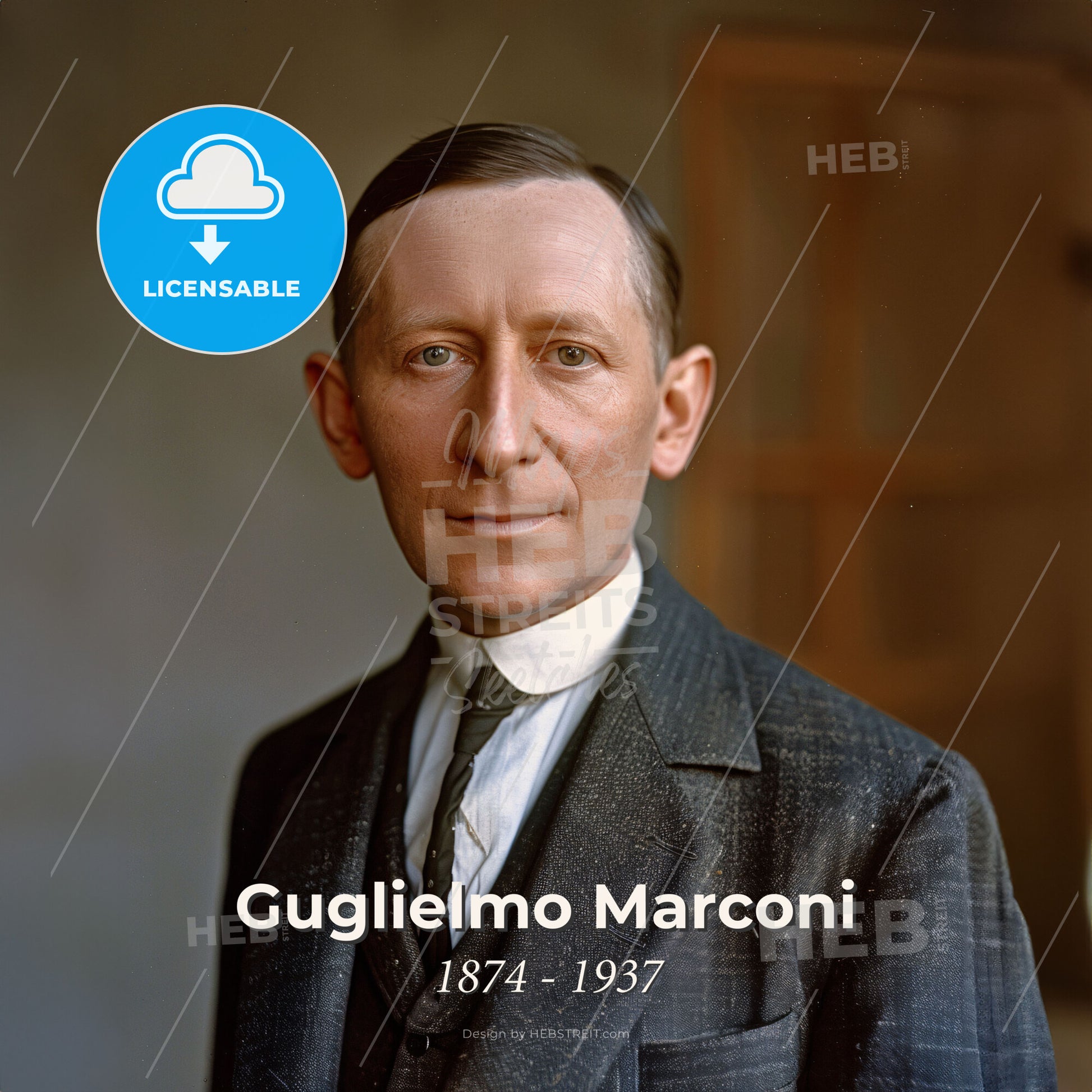 Guglielmo Marconi, 1874 - 1937, Italian inventor - A Man In A Suit And Tie Print Template